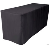 5' Fitted Polyester Tablecloth Open Back Table Cover Trade Show Booth Dj Black"