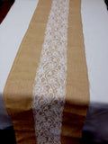 Shabby Rustic Burlap and Lace TABLE RUNNERS 14" x 108" inch Runners"