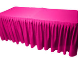 5' Fitted Polyester Double Pleated Table Skirting Cover W/top Topper 21 Colors"