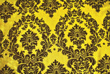 Yellow Black Flocking Damask Taffeta Velvet Fabric 58" Flocked Decor"
