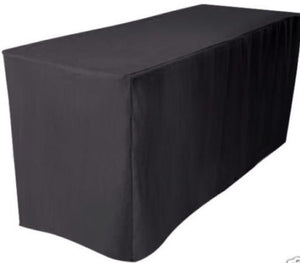 6' Ft. Fitted Polyester Tablecloth Table Cover Wedding Banquet Event Party Black"