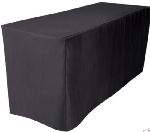 6' Ft. Fitted Polyester Tablecloth Table Cover Wedding Banquet Event Party Black