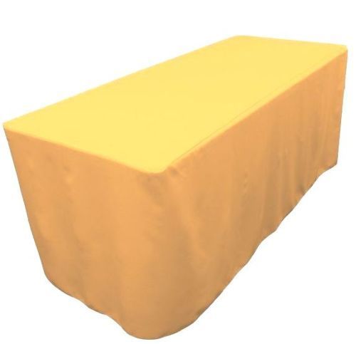 8' Ft. Fitted Polyester Table Cover Wedding Banquet Event Tablecloth  Yellow