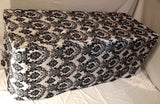 6' Ft. Fitted Black White Damask Flocked Taffeta Tablecloth Table Cover Wedding"