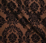 10 Yards Brown And Black Flocking Damask Taffeta Velvet Fabric 58" Flocked Decor"