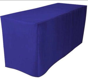 8' Ft. Fitted Polyester Tablecloth Trade Show Booth Dj  Table Cover Royal Blue"
