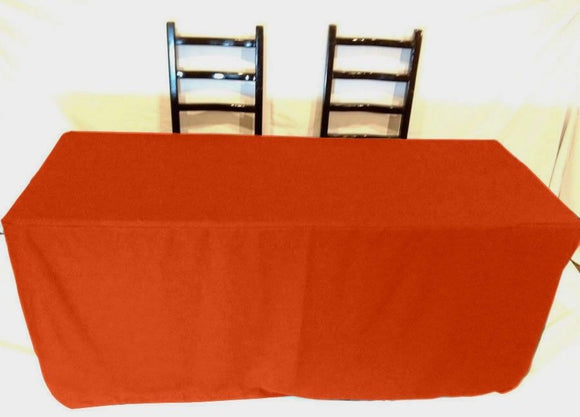 5' Ft Fitted Polyester Tablecloth Slit Back Tablecover Trade Show Booth 18 Color