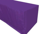 8' Ft. Fitted Slit Open Back Polyester Tablecloth Trade Show Table Cover Purple"