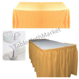 Polyester Pleated Table Set Skirt With Clips 14' Ft.  + Clip + Topper Media Day"