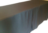 5' Ft. Fitted Slit Open Back Polyester Tablecloth Trade Show Table Cover Black"
