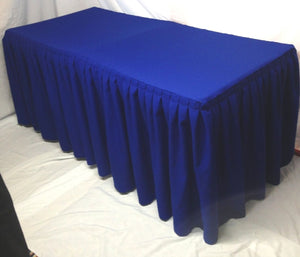 4' Ft. Fitted Polyester Double Pleated Table Skirt Cover W/top Topper Royal Blue"