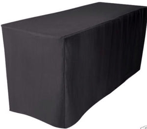8' Ft. Fitted Polyester Table Cover Wedding Banquet Event Tablecloth  Black"