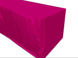 5' Ft Fitted Polyester Tablecloth Slit Back Tablecover Trade Show Booth 18 Color"
