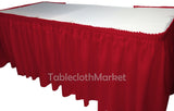 21' Polyester Pleated Table Skirt Red Skirting  Wedding Trade Show"