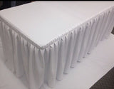 8' Fitted Polyester Double Pleated Table Skirting Cover W/top Topper Shows White"