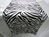 12" X 108"  Zebra Flocking Taffeta Table Runner Decor Black White Animal Print"