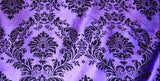 Purple Black Flocking Damask Taffeta Velvet Fabric 58" Decor 3d"