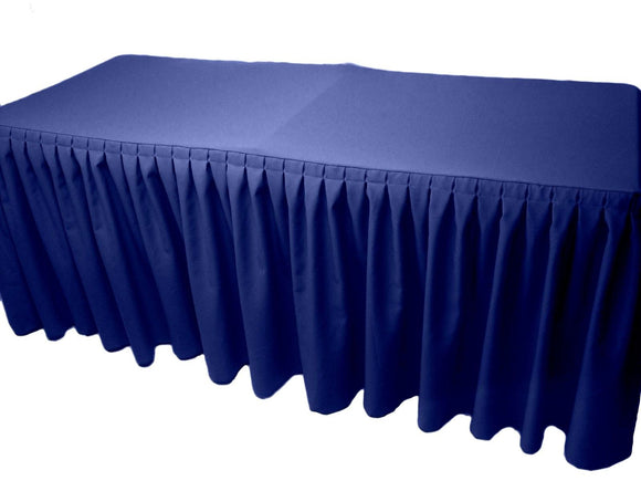 8' Fitted Polyester Double Pleated Table Skirting Cover W/top Topper 21 Colors