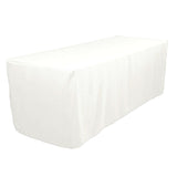 8' Ft. Fitted Polyester Tablecloth Trade Show Booths Weddings Table Cover  White"