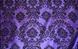 20 Yards Purple Black Flocking Damask Taffeta Velvet Fabric 58" Flocked Decor"
