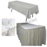 Polyester Pleated Table Set Skirt With Clips 14' Ft.  + Clip + Topper Media Day"