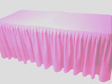 5' Fitted Polyester Double Pleated Table Skirting Cover W/top Topper 21 Colors"