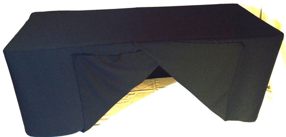 8' Ft. Fitted Slit Open Back Polyester Tableclothtrade Show Dj Table Cover Black