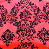 Red And Black Flocking Damask Taffeta Velvet Fabric 58"  Decor 3d"
