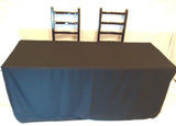 4' Ft. Fitted Slit Open Back Polyester Tablecloth Trade Show Table Cover Black"