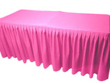 8' Fitted Polyester Double Pleated Table Skirting Cover W/top Topper 21 Colors"