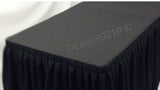4' Fitted Polyester Double Pleated Table Skirt Cover W/top Topper Shows Black"