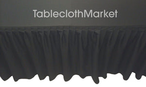 5' Ft. Fitted Table Skirting Cover W/ Top Topper Single Pleated Trade Show Black"