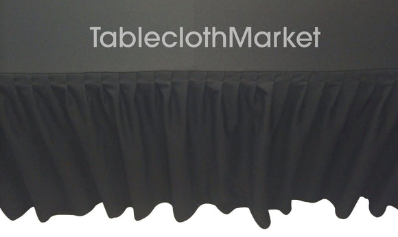 5' Ft. Fitted Table Skirting Cover W/ Top Topper Single Pleated Trade Show Black
