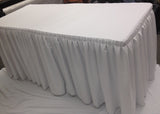 6' Ft. Fitted Table Skirt Cover W/ Top Topper Double Pleated Trade Show Dj White"