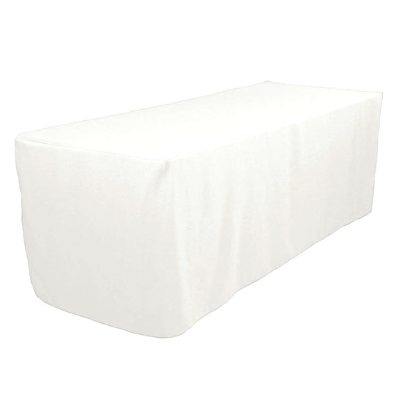 8' Ft. Fitted Polyester Tablecloth Trade Show Booths Weddings Table Cover  White