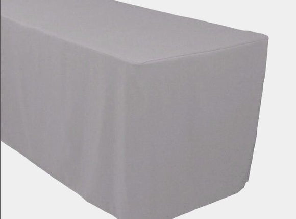 4' Ft. Fitted Polyester Tablecloth Trade Show Booth Banquet Table Cover Silver