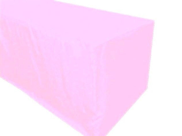 4' Ft. Fitted Polyester Tablecloth Wedding Banquet Event Table Cover Light Pink