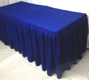 8' Fitted Polyester Double Pleated Table Skirting Cover W/top Topper  Royal Blue"