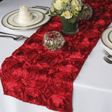 Rosette Satin Table Runner Ribbon 3D Rose Spiral Wedding Party Table decoration"