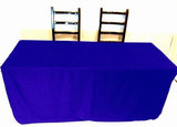 6' Ft. Fitted Slit Open Back Polyester Tablecloth Shows Table Cover Royal Blue"