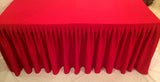 4' Ft. Fitted Polyester Double Pleated Table Skirt Cover W/top Topper Events Red"