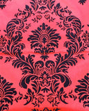 Red And Black Flocking Damask Taffeta Velvet Fabric 58"  Decor 3d"