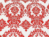 25 Yards Red and White Flocking Damask Taffeta Velvet  Fabric 58" Flocked Decor"