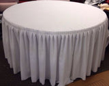 60" In. Round Table Skirt Cover Polyester W/ Top Topper Pleated Wedding White"