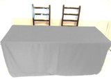 8' ft. Fitted SLIT OPEN BACK Polyester Tablecloth Trade show Table Cover Grey"