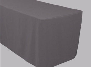 8' Ft. Fitted Polyester Table Cover Trade Show Banquet Tablecloth Charcoal Grey"