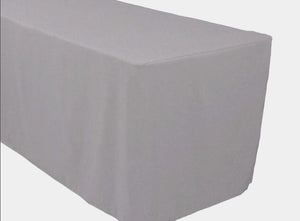 5' Ft. Fitted Polyester Table Cover Trade Show Booth Banquet Tablecloth Silver"