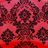 20 Yards Red And Black Flocking Damask Taffeta Velvet  Fabric 58" Flocked Decor"