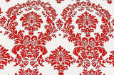 25 Yards Red and White Flocking Damask Taffeta Velvet  Fabric 58" Flocked Decor"