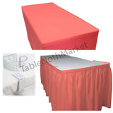 Polyester Pleated Table Set Skirt Skirting 21' Ft  + Clip + Topper Media Day"
